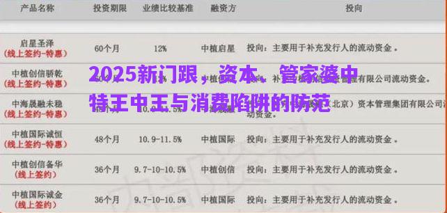 2025新門跟，資本、管家婆中特王中王與消費(fèi)陷阱的防范