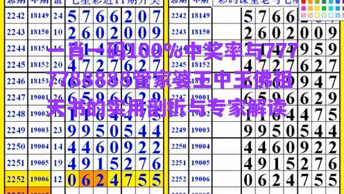 一肖一碼100%中獎(jiǎng)率與7777788888管家婆王中王佛祖天書的實(shí)用剖析與專家解讀