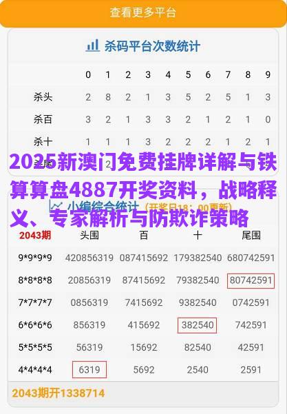 2025新澳門免費掛牌詳解與鐵算算盤4887開獎資料，戰(zhàn)略釋義、專家解析與防欺詐策略